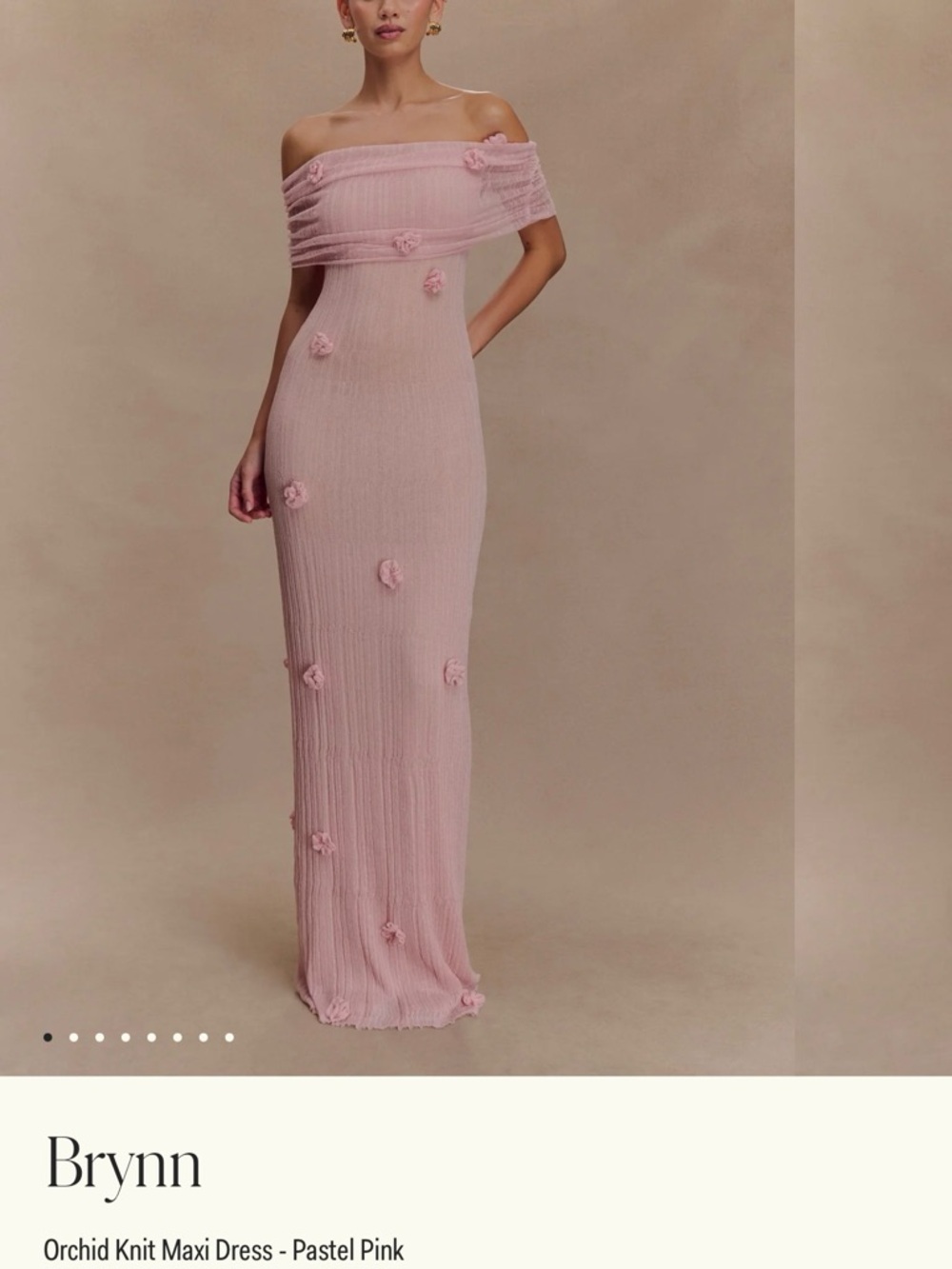 Meshki Off-Shoulder Orchid Knit Maxi Dress - Pink